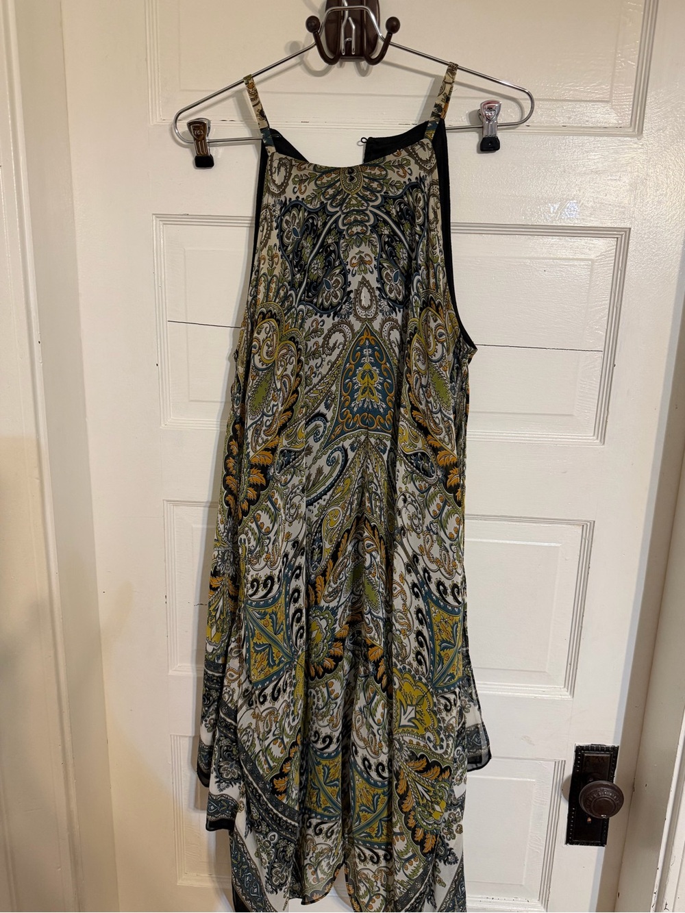 MSK Black and Green Paisley Asymmetrical Summer Dress - Picture 9 of 9